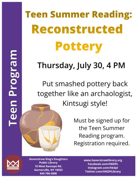 reconstructed pottery teen summer reading program