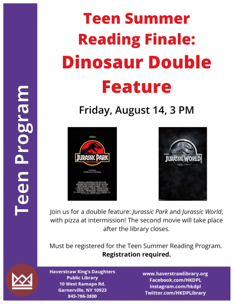 teen summer reading finale dinosaur double feature program